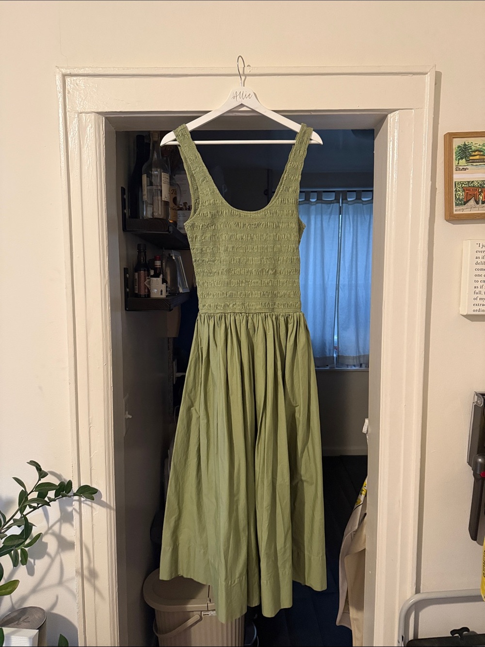 Pistols Olive Green Smocked Maxi Dress